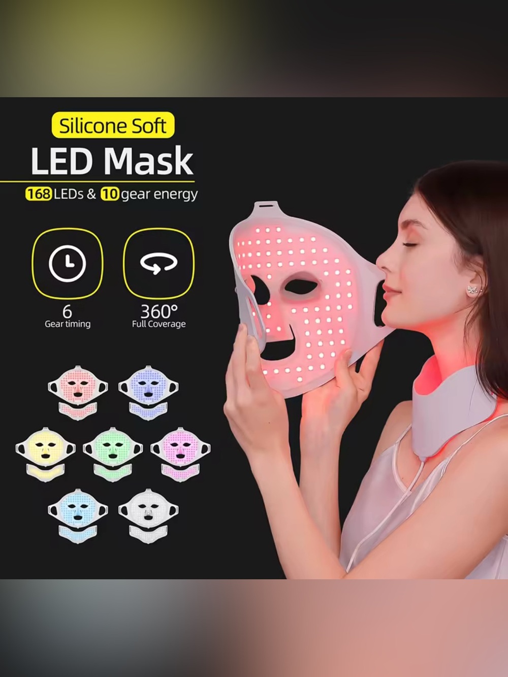 LED Light Therapy Face Mask & Eye Mask - White - Picture 2 of 7